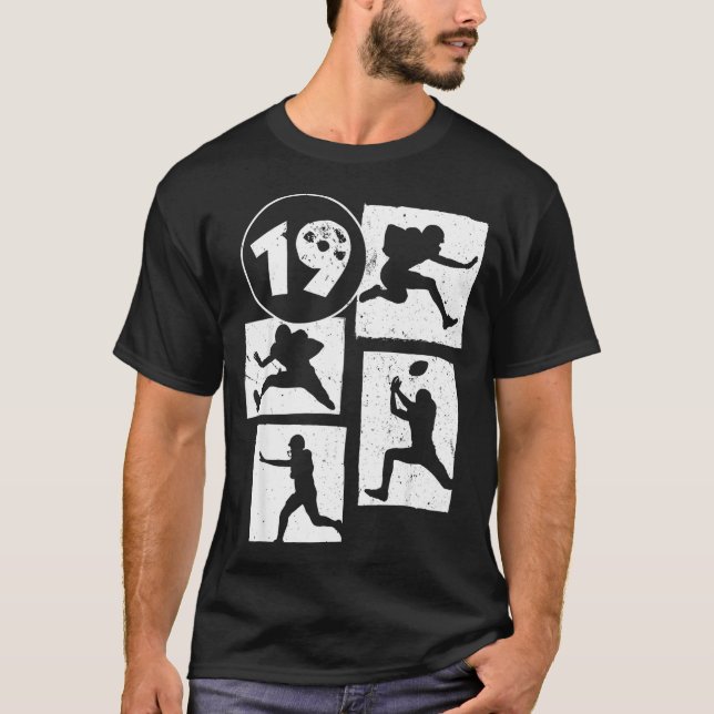 T-shirt 19th Birthday Retro American Football 19 Years Old (Devant)