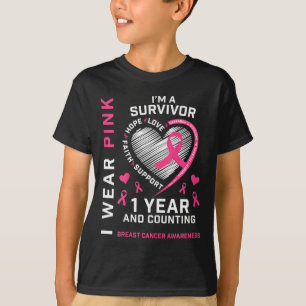 T-shirt 1 an Cancer Libre Maman Pink Sensibilisation Danse