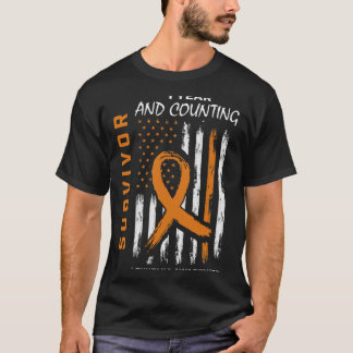 T-shirt 1 an Cancer Sans Leucémie Orange Survivant América