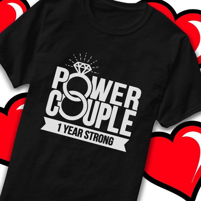 T-shirt 1 an de puissance forte Couple mignon 1er annivers (Créateur téléchargé)