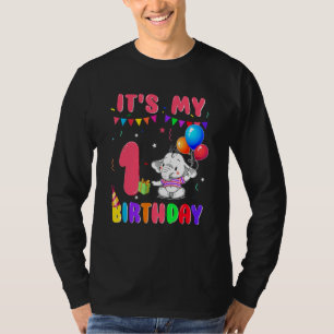 T-shirt 1 Ans 1er Anniversaire Eléphants Garçons Awesome S