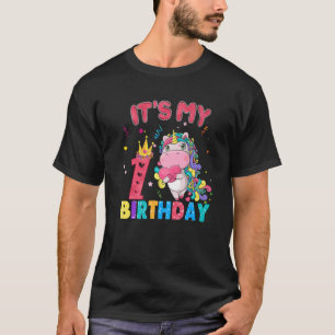 T-shirt 1 Ans 1Er Anniversaire Unicorn Girls Awesome Sin