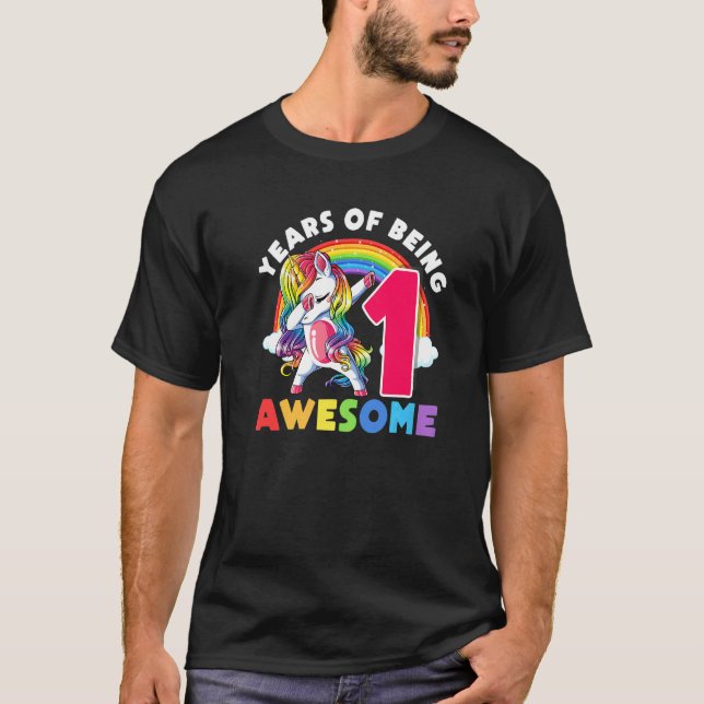 T-shirt 1 Ans Unicorn Dab 1er Anniversaire Girl Unicorn (Devant)