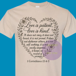 T-shirt 1 Corinthiens 13:4-5 - Chrétien (txt noir)