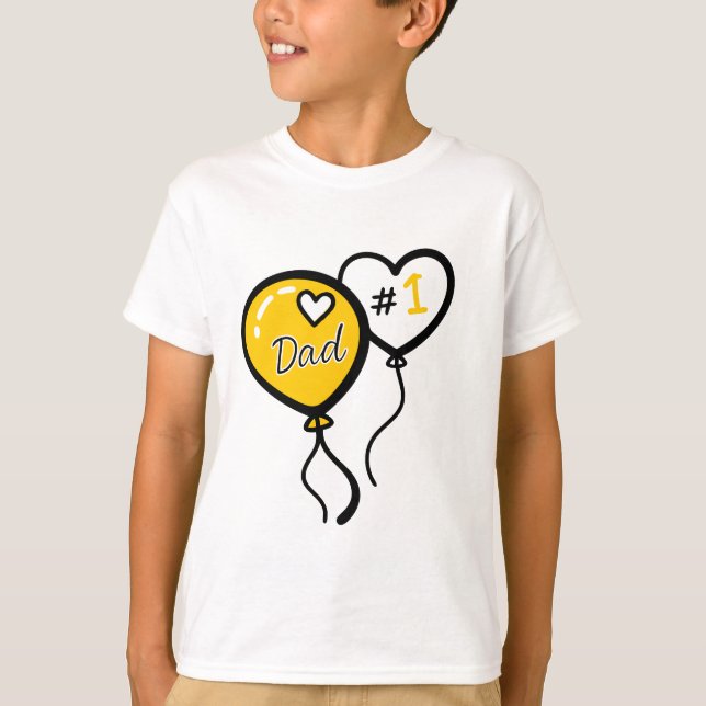 T-shirt #1 Dad Heart Balloons Father’s Day Kids (Devant)