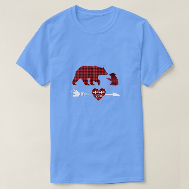 T-shirt 1 - Mama bear un plaid rouge Buffalo indispensable (Design devant)