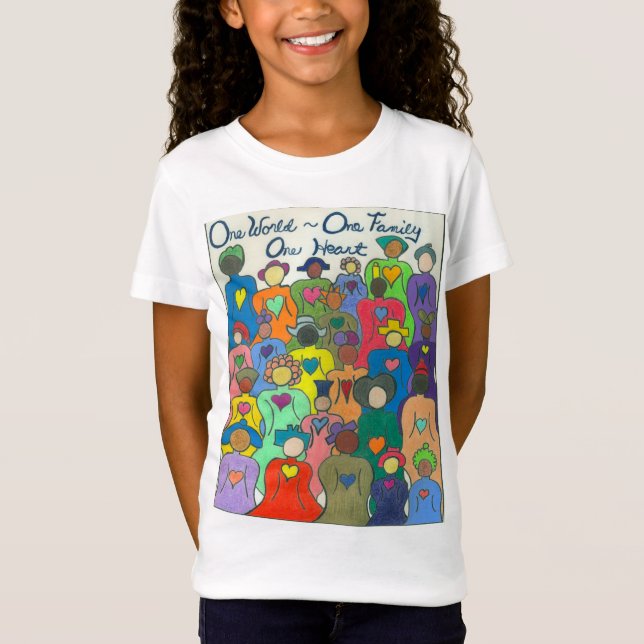 T-Shirt 1 monde multiculturel, 1 famille, filles t de 1 (Devant)