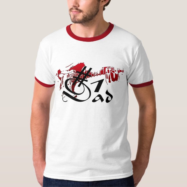 T-shirt #1 Papa Guitare Rouge (Devant)