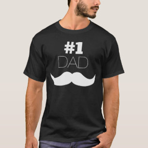 T-shirt #1 Papa Mustache noire et blanche - Numéro un