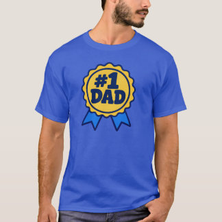 T-shirt #1 Papa Numéro Un Papa Bleu Ruban Minimaliste Réco