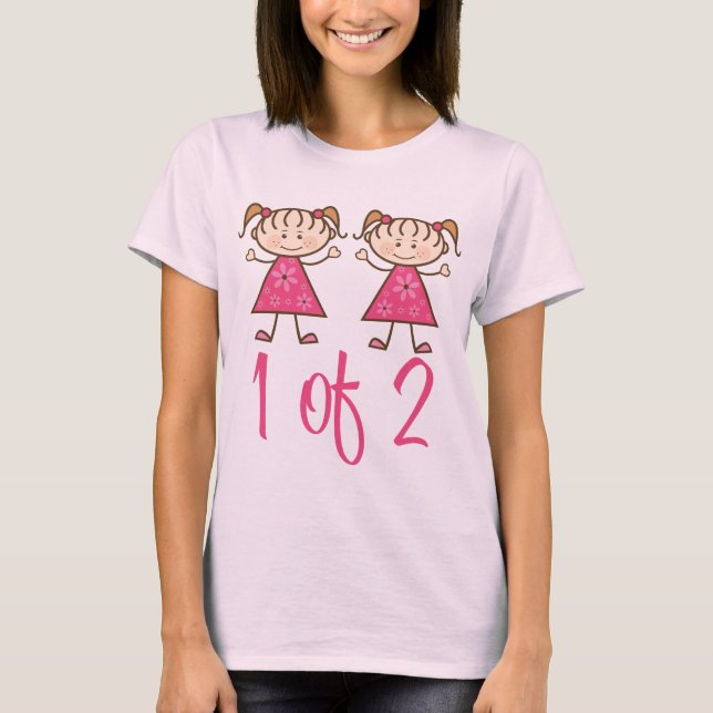 T-shirt 1 Sur 2 Filles Roses (Devant)