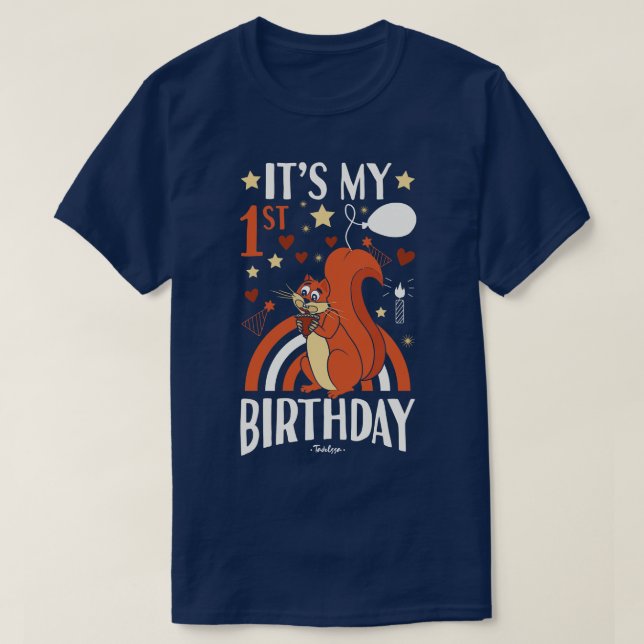 T-shirt 1er Anniversaire d'écureuil (Design devant)
