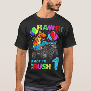T-shirt 1er Anniversaire Dinosaur Monster Truck Rawer Prem