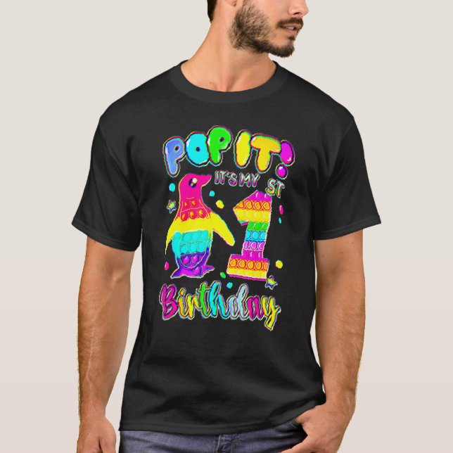 T-shirt 1er Anniversaire Femme tenue Penguin Pop It 1 An o (Devant)
