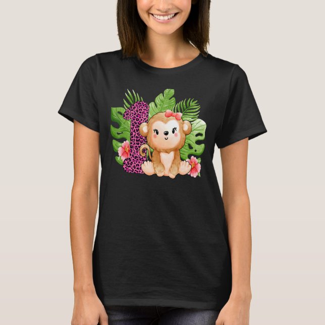 T-shirt 1er Anniversaire Filles Singes 1 Anniversaire Safa (Devant)