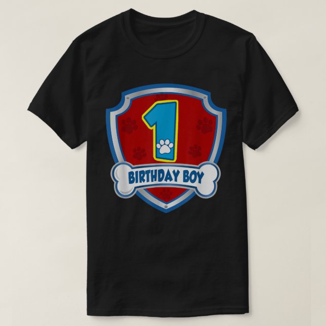 T-shirt 1er anniversaire garçon 1 ans chien de patrouille  (Design devant)