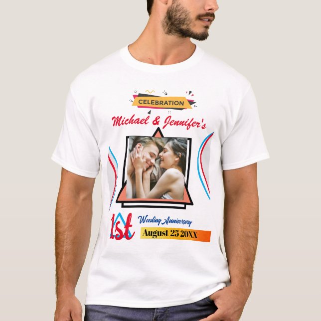 T-shirt 1er anniversaire Mariage moderne Cadeau Couple per (Devant)