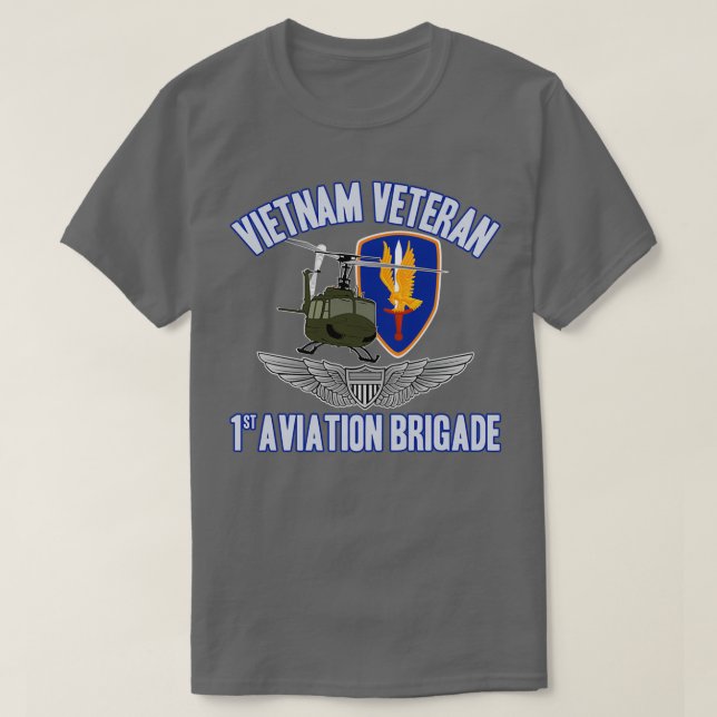 T-shirt 1er Avn Bde UH1 Huey w Pilote  (Design devant)
