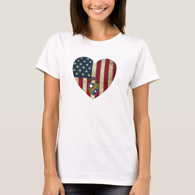 T-shirt 1er Bataillon 75e Ranger Reg American Heart Flag (Devant)