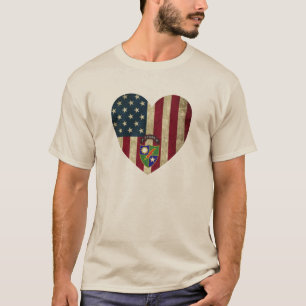 T-shirt 1er Bataillon 75e Ranger Reg American Heart Flag