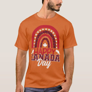 T-shirt 1er juillet Bonne fête du Canada Rainbow Cute Leop