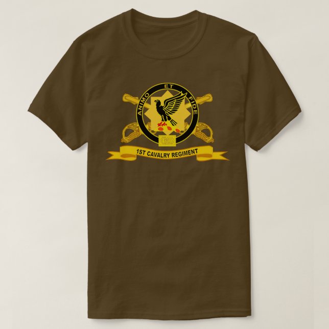 T-shirt 1er Régiment de cavalerie avec Br Ribbon (Design devant)