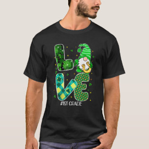 T-shirt 1ère année Love Gnome Shamrock irlandais Enseignan
