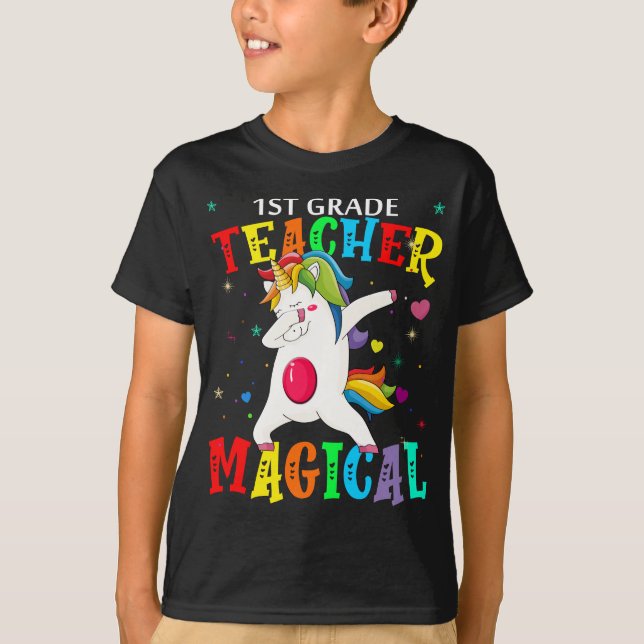T-shirt 1ère classe enseignant magique (Devant)
