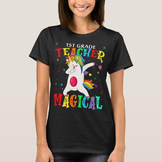 T-shirt 1ère classe enseignant magique (Devant)