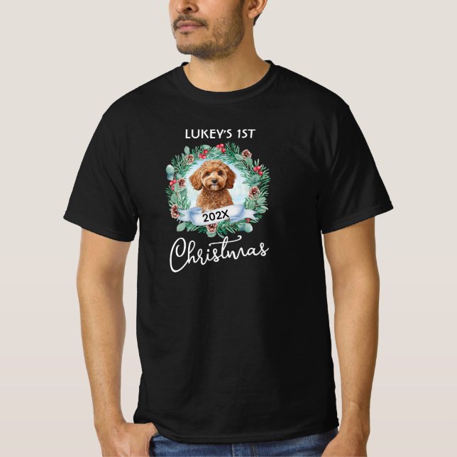T-shirt 1ère couronne de Noël Cavoodle Cavapoo Cavadoodle (Devant)