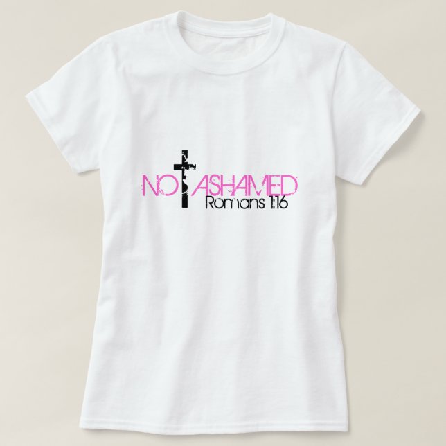 T-shirt 1h16 non honteux de Romains de vers de bible (Design devant)
