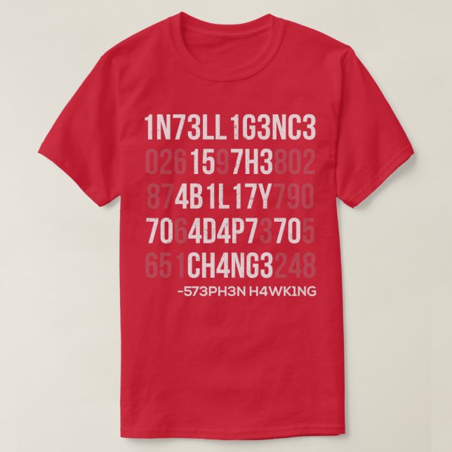 T-shirt 1n73ll1g3nc3 15 7h3 4b1l17y 70 4d4p7 70 ch4ng3 (Design devant)