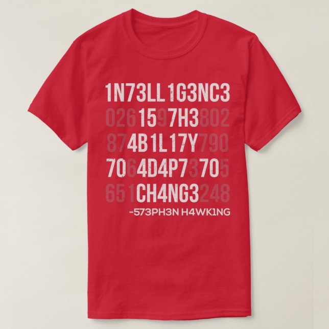 T-shirt 1n73ll1g3nc3 15 7h3 4b1l17y 70 4d4p7 70 ch4ng3  (Design devant)
