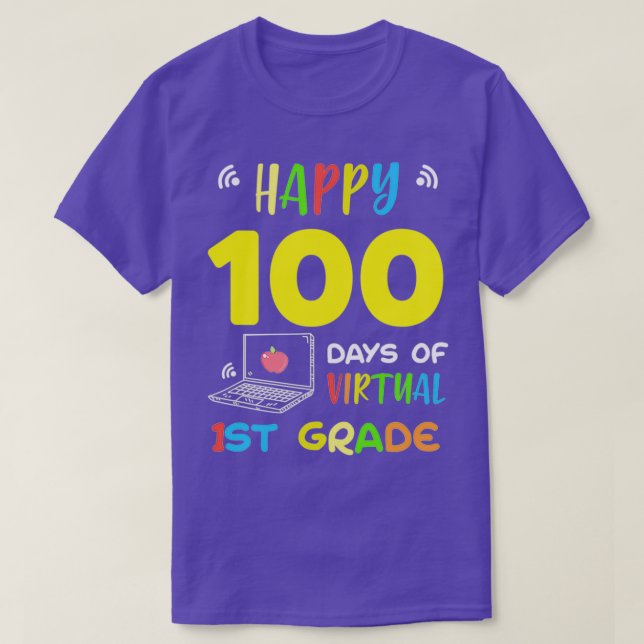 T-shirt 1re année 100 Jours d'école virtuelle 100e (Design devant)