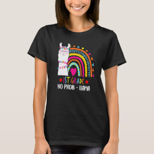T-shirt 1re année Enseignant Lama Arc-en-ciel Retour à l'é