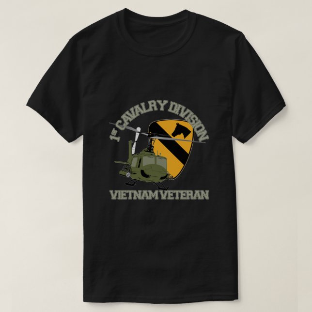 T-shirt 1re division de cavalerie Viêt Nam Vétéran UH1 Gun (Design devant)