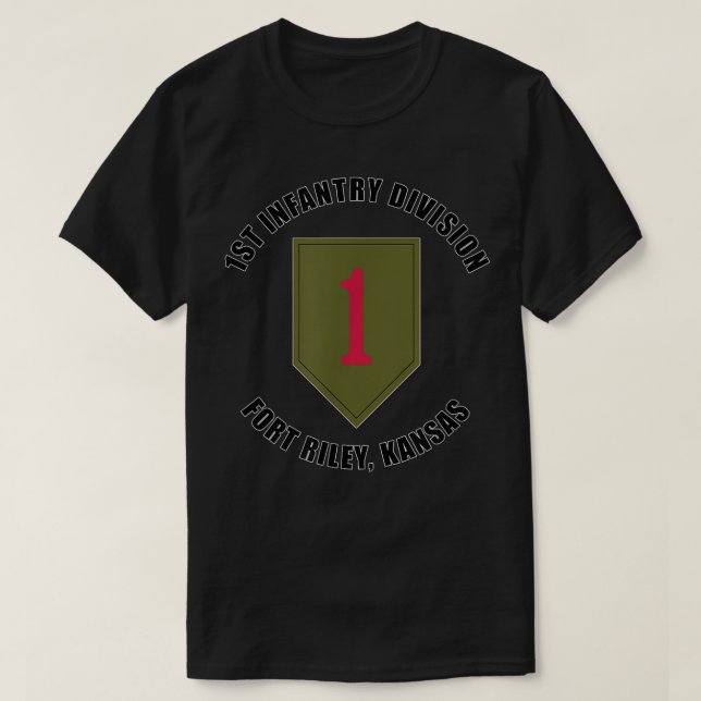 T-shirt 1re division d'infanterie Fort Riley Kansas Emblem (Design devant)