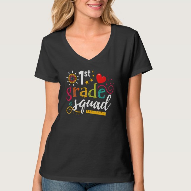 T-shirt 1st First Grade Squad Student Teacher  Back To Sch (Devant)