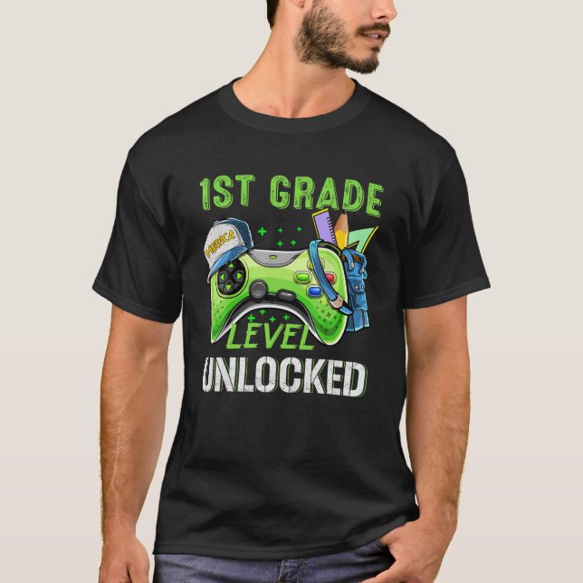 T-shirt 1St Grade Level Unlocked Apparel First Day School (Devant)