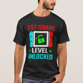T-shirt 1st Grade Level Unlocked Back To School Gamer Boy