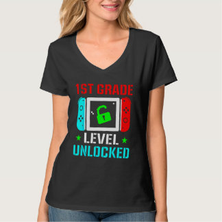 T-shirt 1st Grade Level Unlocked Back To School Gamer Boy