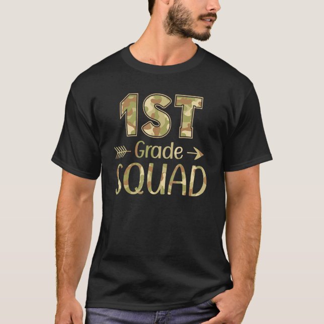 T-shirt 1st Grade Squad Teacher & Student Camo Back To Sch (Devant)