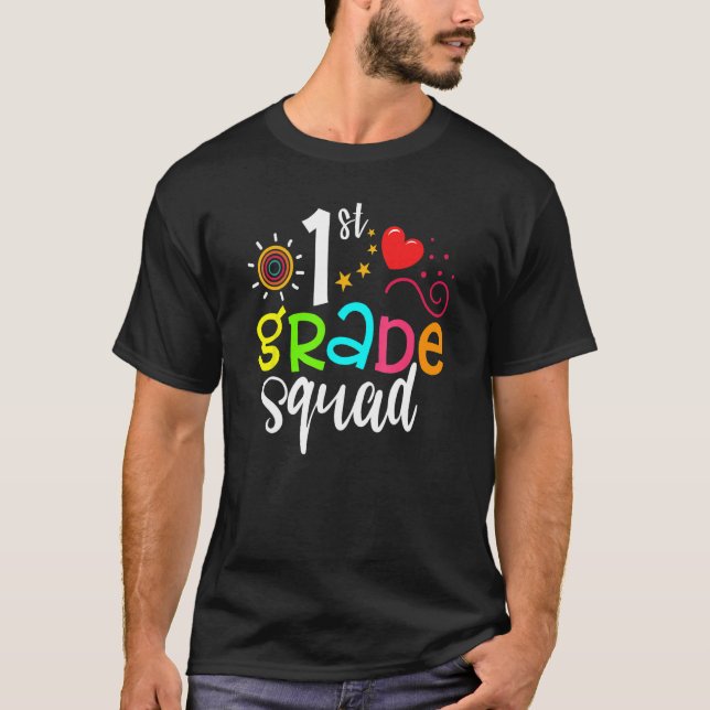 T-shirt 1st Grade Squad Team  Back To School Girls Boys Te (Devant)
