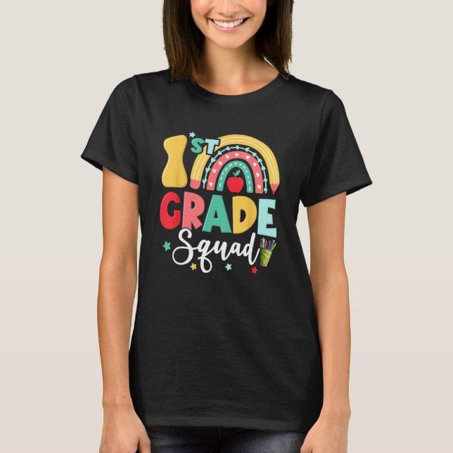 T-shirt 1st Grade Squad Team Funny Back To School Girls Bo (Devant)