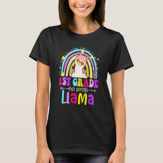 T-shirt 1st Grade Teacher Rainbow No Prob Llama 100 Days o