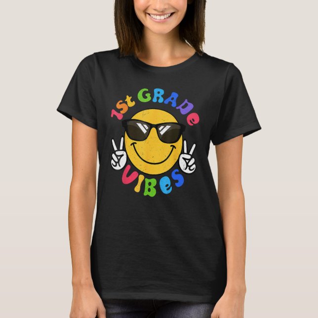 T-shirt 1st Grade Vibes Happy Face Smile Gift Back To Scho (Devant)