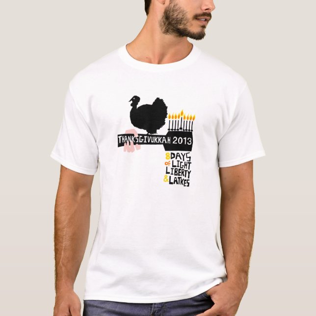 T-shirt 2013 heureux de Thanksgivukkah (Devant)