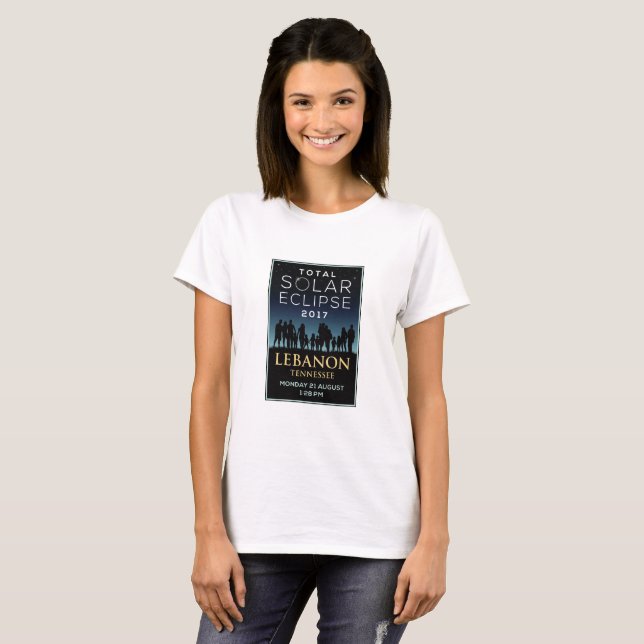 T-shirt 2017 éclipse solaire totale - Liban, TN (Devant entier)