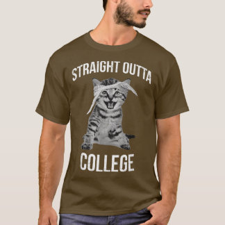 T-shirt 2018 Graduate Straight Outta College Cat Funny Ki