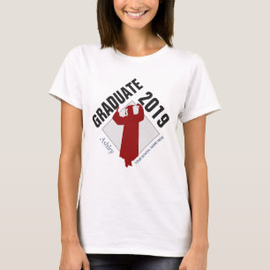 T-shirt 2019 Diplômée avec nom, année et école
